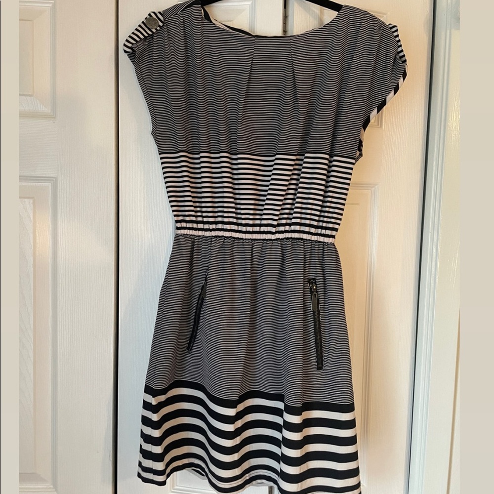 Black & white striped dress